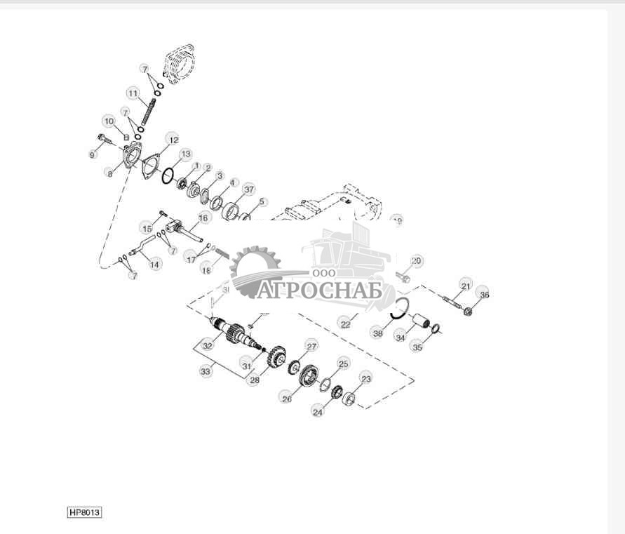 TRANSMISSION INPUT SHAFT, GEARS, LUBE PUMP AND BEARINGS 